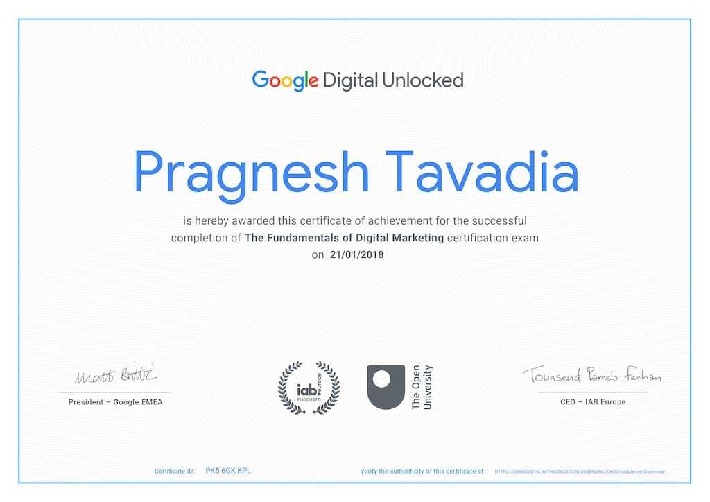 Google Digital Unlocked Fundamentals of Digital Marketing Pragnesh Tavadia