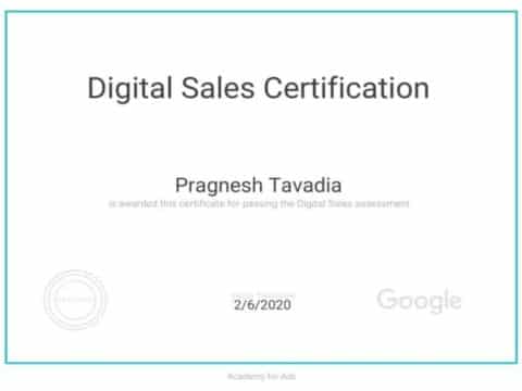 Google Digital Sales Certification Pragnesh Tavadia